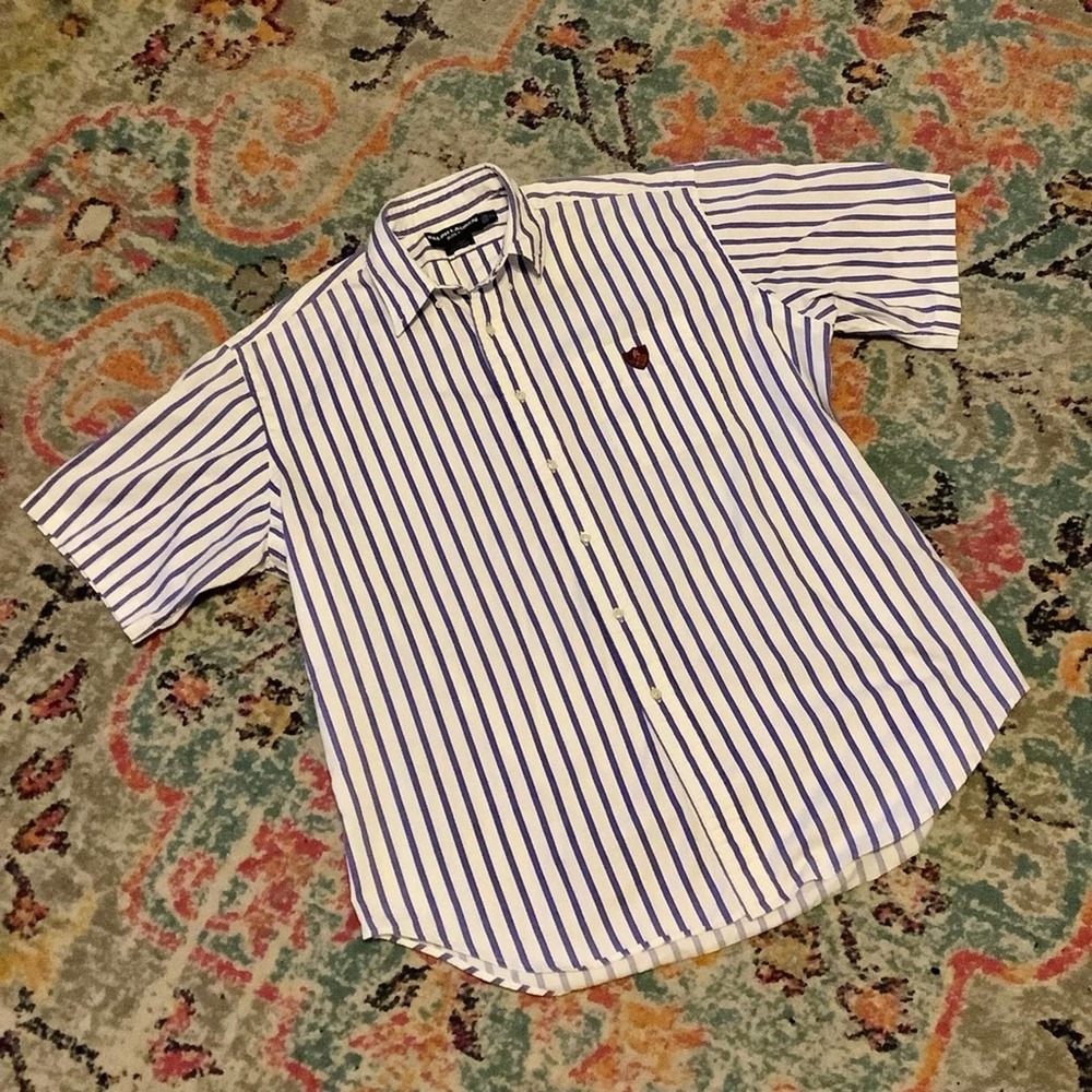 RALPH LAUREN GOLF Cotton Tildan Striped Short Sleeve Button Down XL